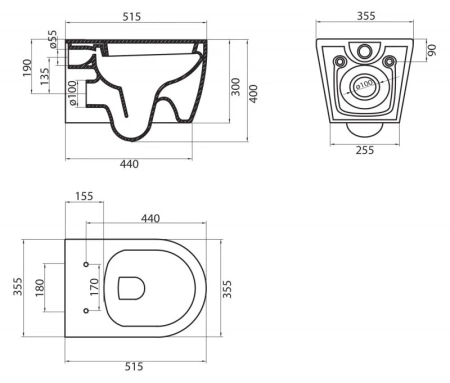 унитаз подвесной безободковый belbagno marino bb105chr, без сиденья, цвет белый.