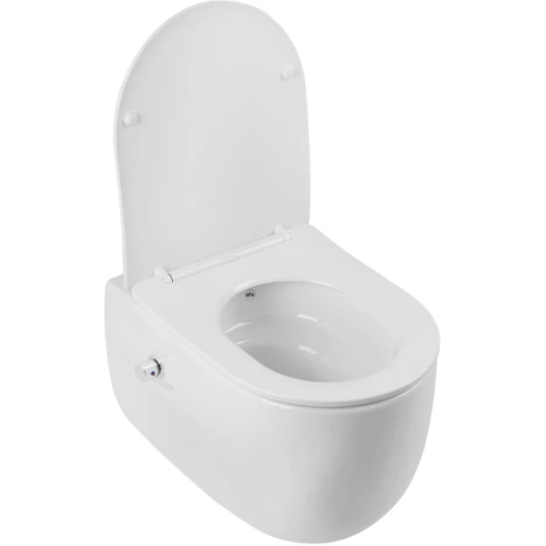 унитаз подвесной abber bequem ac1104tns безободковый, с функцией биде, торнадо, с сиденьем микролифт, белый
