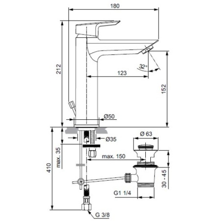 смеситель для раковины ideal standard tesi a6563aa