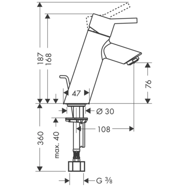 смеситель для раковины 80 с донным клапаном hansgrohe talis 32040000