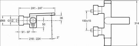 смеситель для ванны jacob delafon composed e73095-tt титан