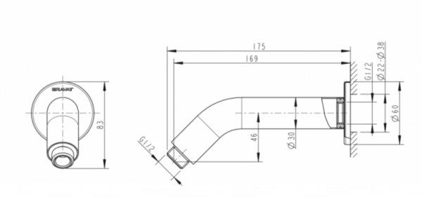 кронштейн для верхнего душа bravat built-in (d312c-rus)