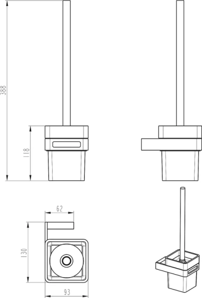Ёршик для унитаза Boheme Q 10954-B черный