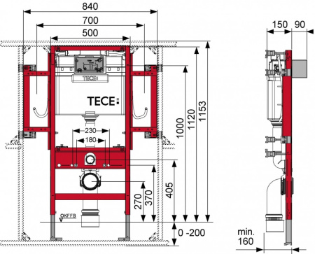 инсталяции в туалет tece profil uni 2.0 9300381