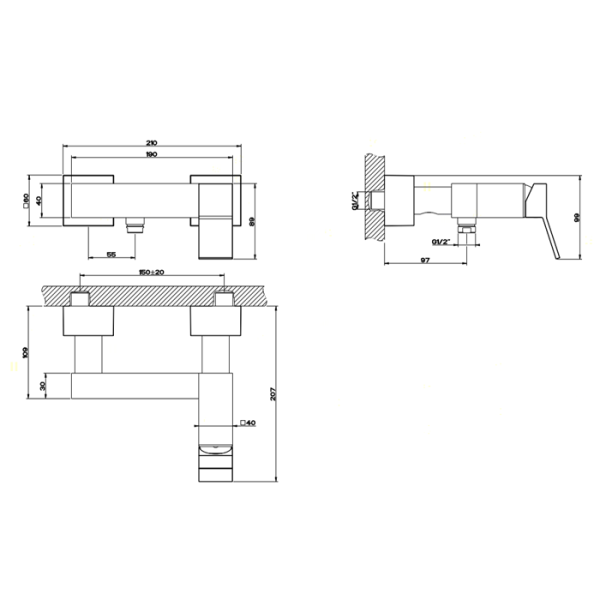 смеситель gessi rettangolo k 53031#031 для душа