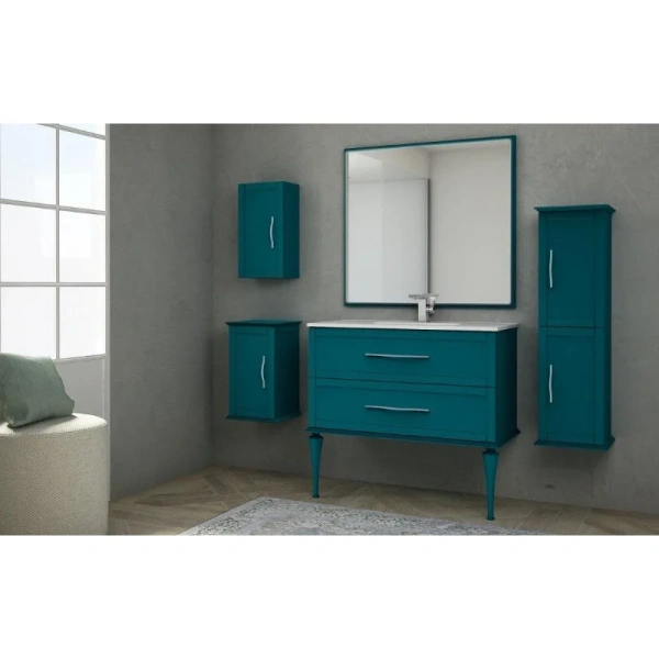 зеркало cezares tiffany 45048 98x90 см, с led-подсветкой, антизапотеванием, blu petrolio