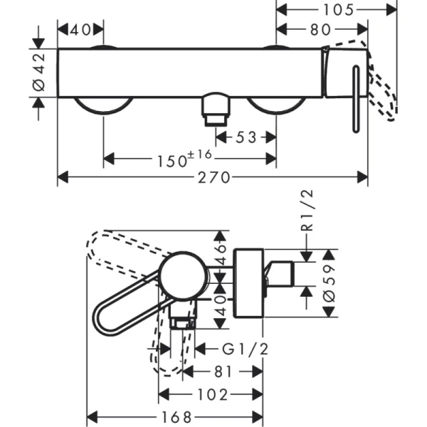 смеситель для душа axor uno 38621000