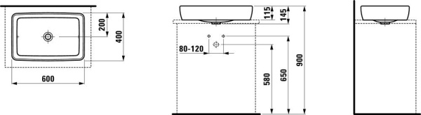 раковина накладная laufen pro 8.1695.2.000.112.1