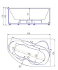 акриловая ванна aquatek вега 170х105 l veg170-0000073 без гидромассажа с фронтальной панелью с каркасом (разборный) со слив-переливом
