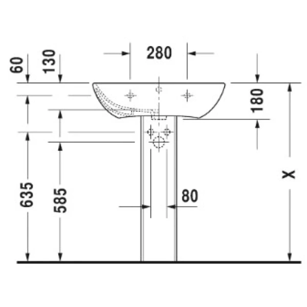 раковина подвесная 65 см duravit me by starck 2335650000