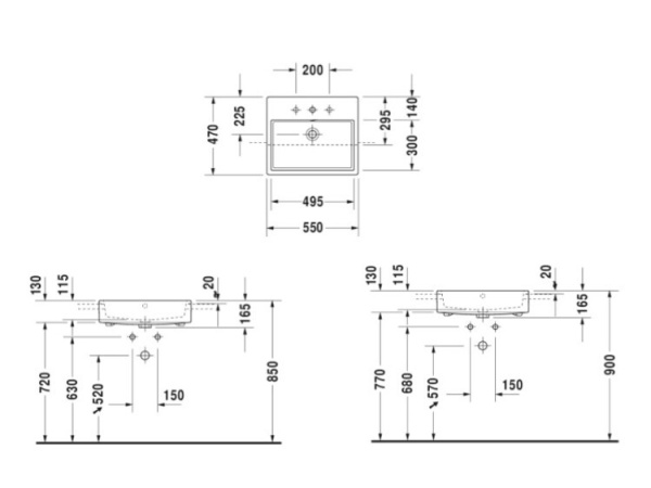 раковина полувстраиваемая duravit vero air 55 см 0382550030