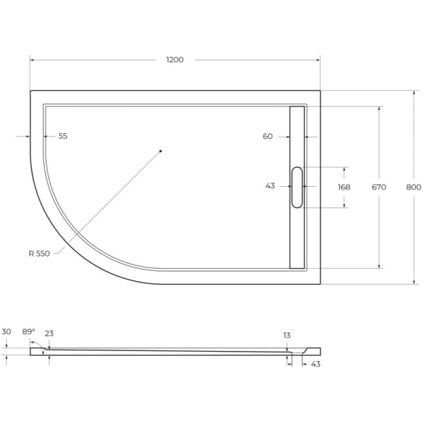 душевой поддон из литого мрамора 120x80 cezares tray-as-rh-120/80-30-w-r