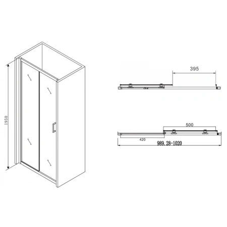 душевая дверь 100 см abber schwarzer diamant ag30100b прозрачное