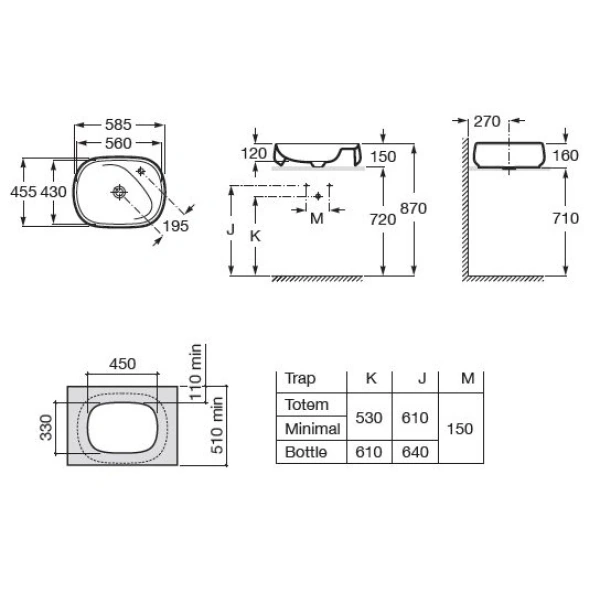 раковина 58,5x45,5 см roca beyond 3270b8650