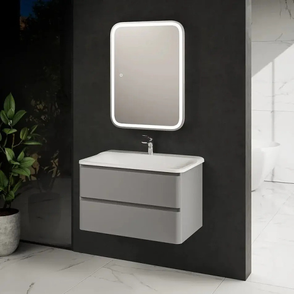 тумба под раковину aquame s4 80 aqm900480gm подвесная цвет серый