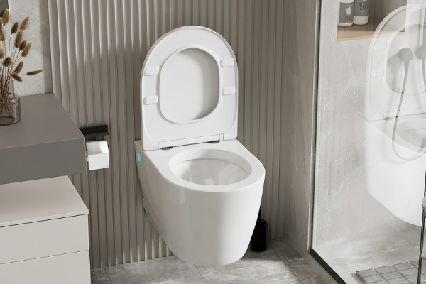 унитаз подвесной abber bequem ac1106p с импульсным смывом, с сиденьем микролифт, цвет белый