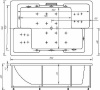 акриловая ванна aquatek дорадо 190х130 dor190-0000002 без гидромассажа с фронтальной панелью с каркасом (вклеенный) со слив-переливом