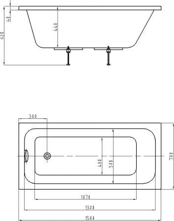 акриловая ванна aquatek eco-friendly мия 150x70 miy150-0000001 без панелей, каркаса и слив-перелива