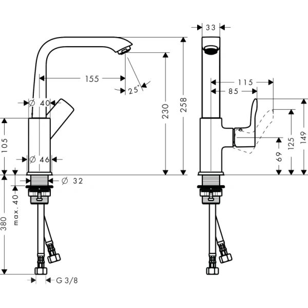 смеситель для раковины с донным клапаном hansgrohe metris 31187000