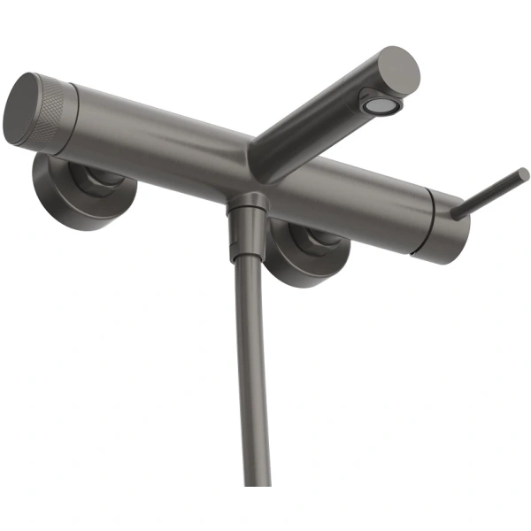 смеситель для ванны cezares relax relax-vd-gm с душевым гарнитуром, оружейная сталь