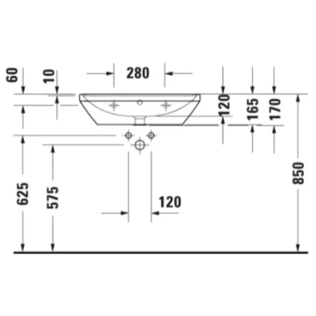 раковина подвесная 65 см duravit d-neo 2366650000, цвет белый