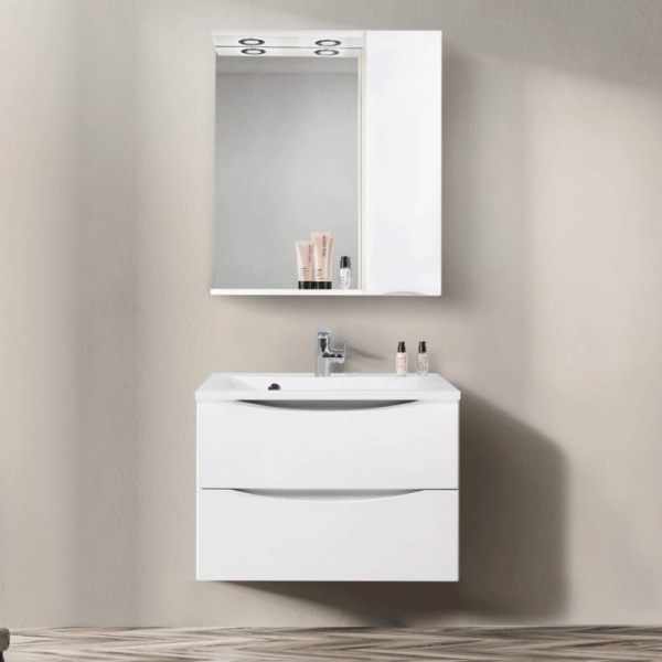 зеркальный шкаф belbagno marino-spc-700/750-1a-bl-p-r 70 с подсветкой bianco lucido