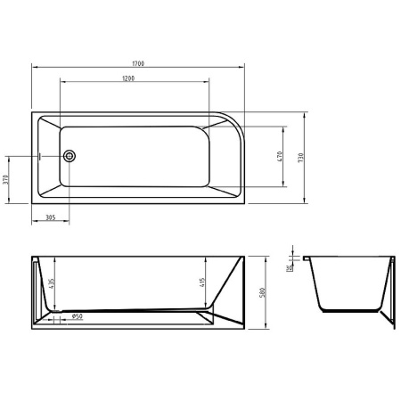 ванна акриловая угловая belbagno bb712-1700-730-r