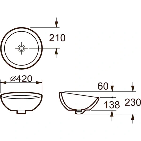 раковина 42x42 см roca bol 327876000