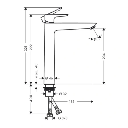 смеситель для раковины без донного клапана hansgrohe talis e 71717140