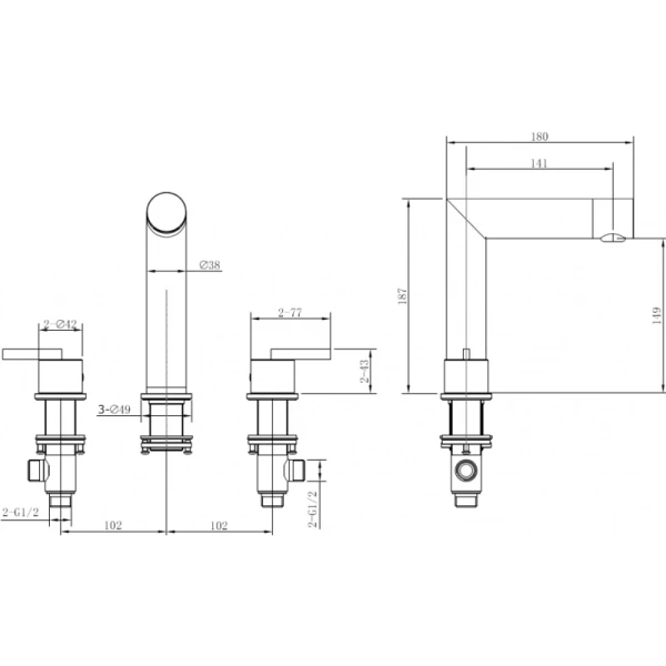 смеситель для раковины abber perfekte 316 af8a08bgg оружейная сталь матовый
