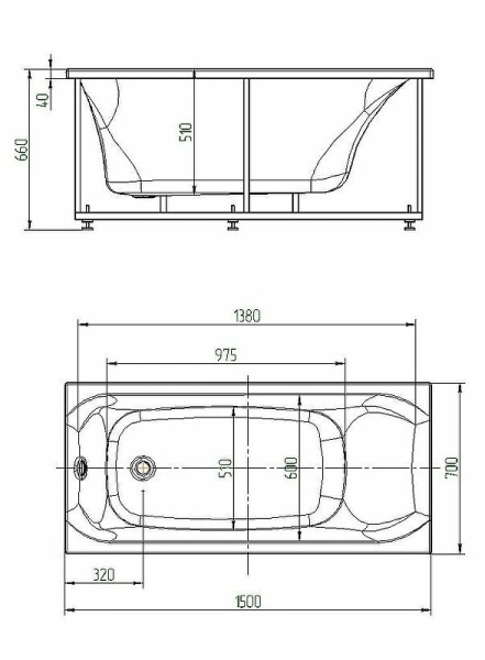 акриловая ванна aquatek альфа 150x70 alf150-0000031 без гидромассажа с фронтальной панелью с каркасом (разборный) со слив-переливом (слева)