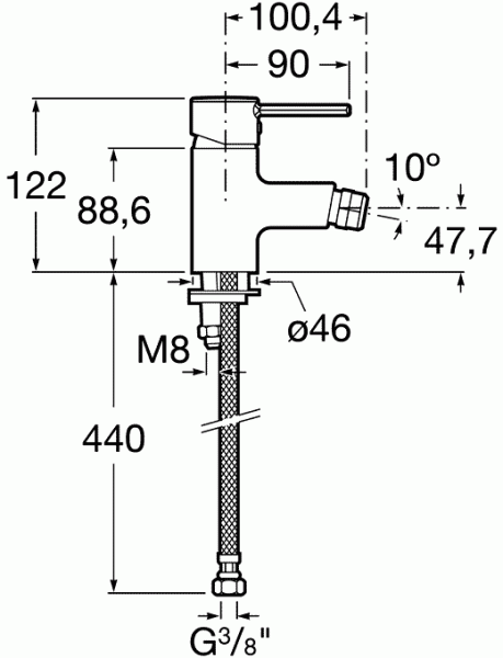 смеситель для биде roca targaдля 7.5a60.6.0c0.0 с донным клапаном цвет хром