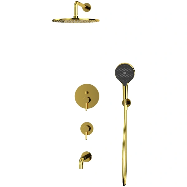 душевой комплект whitecross y yset07topgl 300 мм, со смесителем, золотой