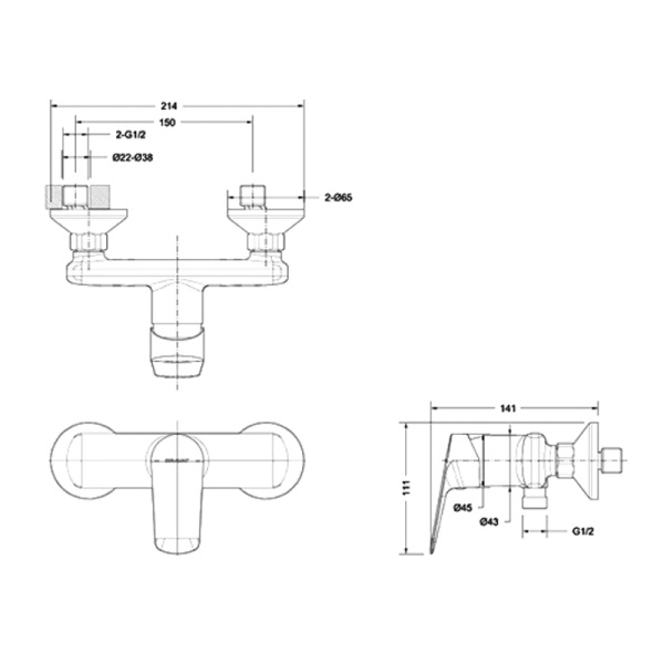 смеситель для душа bravat rhein f9429564cp-01-eng