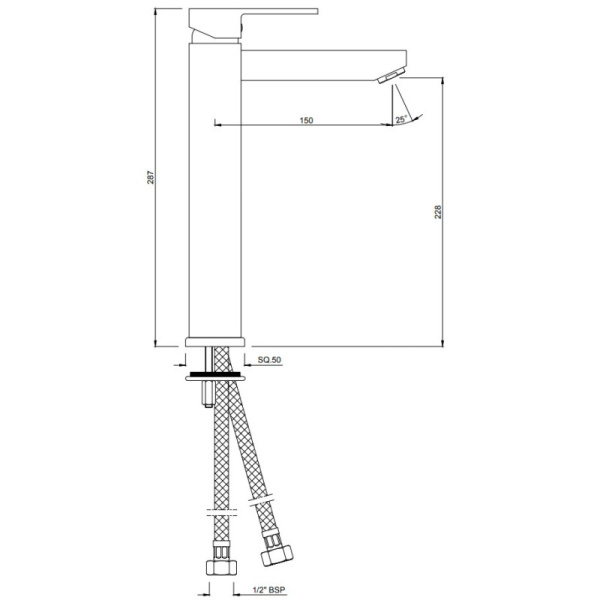 смеситель для раковины без донного клапана jaquar kubix-f kub-chr-35009nfb