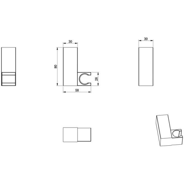 держатель для душа wonzon & woghand ww-994220-mb черный матовый