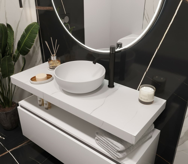 столешница под раковину boheme armadi art flat 120 869-120-clct белый мрамор