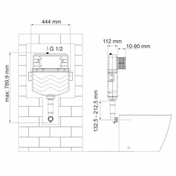 смывной бачок скрытого монтажа wasserkraft aller 10tlt.031.me.pg04 с кнопкой смыва, цвет золото