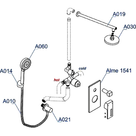 душевая система wasserkraft alme a14130 цвет хром