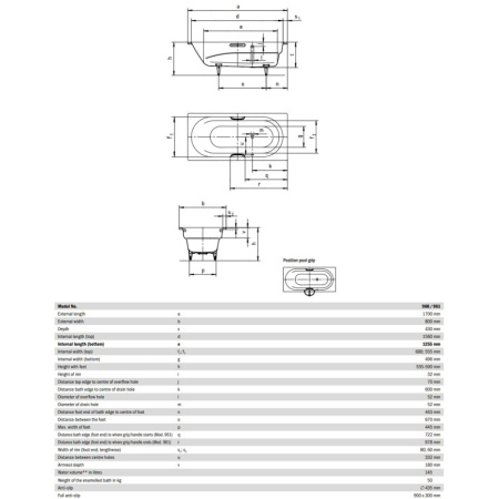 стальная ванна 170х80 см kaldewei vaio 960 с покрытием easy-clean