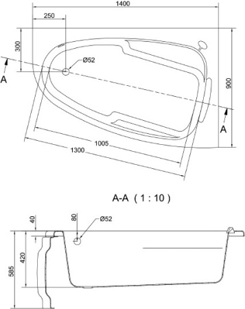 акриловая ванна cersanit joanna 140x90 r wa-joanna*140-r