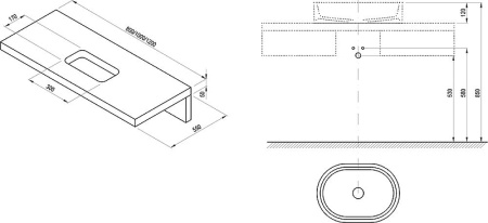 столешница под раковину ravak formy l 80 x000000833 дуб