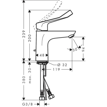 смеситель для раковины с донным клапаном hansgrohe focus 31911000