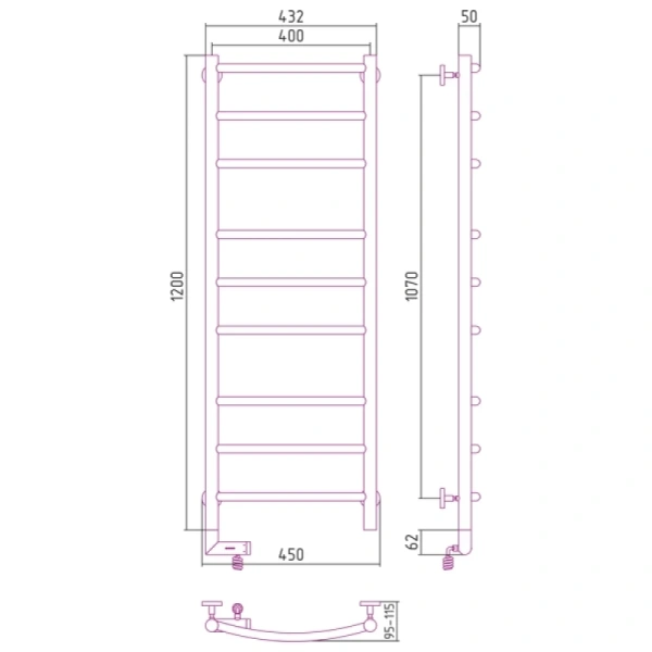 электрический полотенцесушитель сунержа галант 2.0 1200x400 l 00-5200-1240 хром