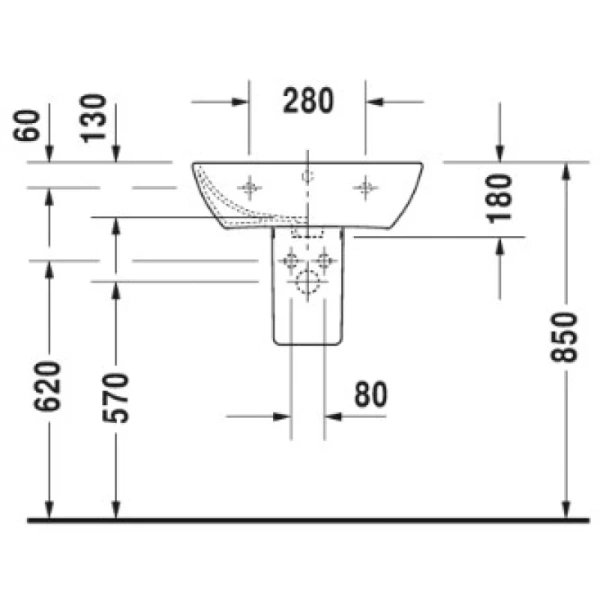 раковина подвесная 55 см duravit me by starck 2335550000