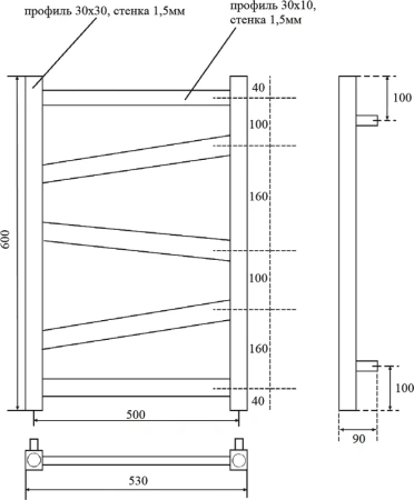 полотенцесушитель point феникс п5 pn15156b водяной, 50x60 см, черный