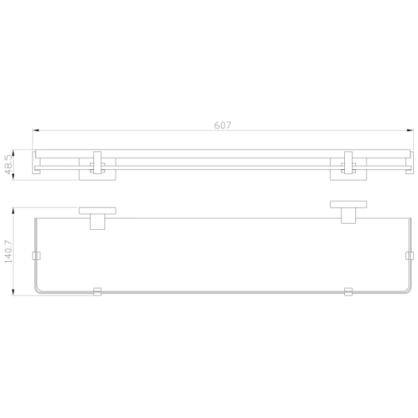 Полка стеклянная Wonzon & Woghand Flat WW-9727 60,7 см, хром
