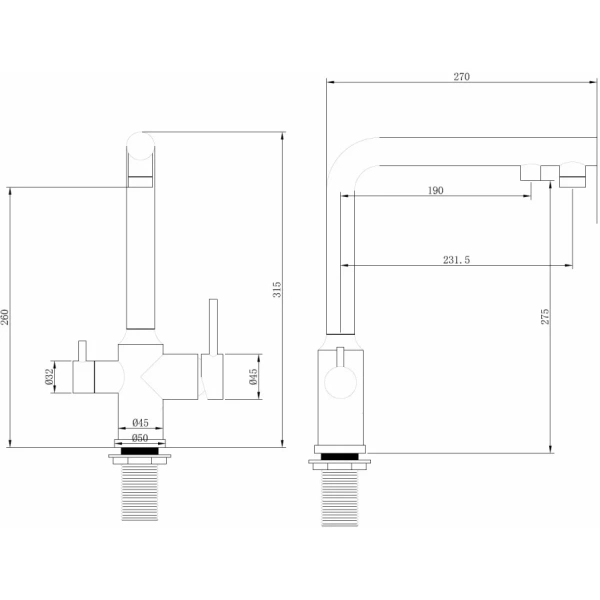 смеситель для кухни abber emotion af8814ng с подключением к фильтру, выдвижным изливом, никель
