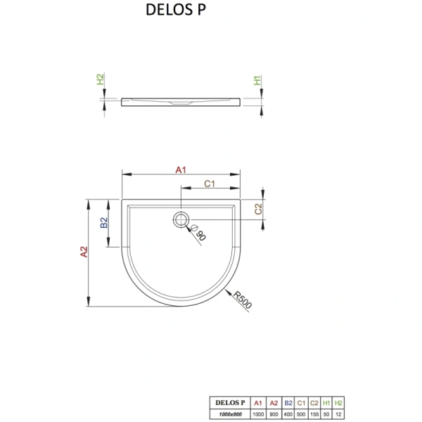 акриловый поддон 100x90 см radaway delos p 4z19035-03n