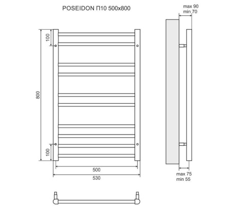 полотенцесушитель электрический lemark poseidon п10 50x80